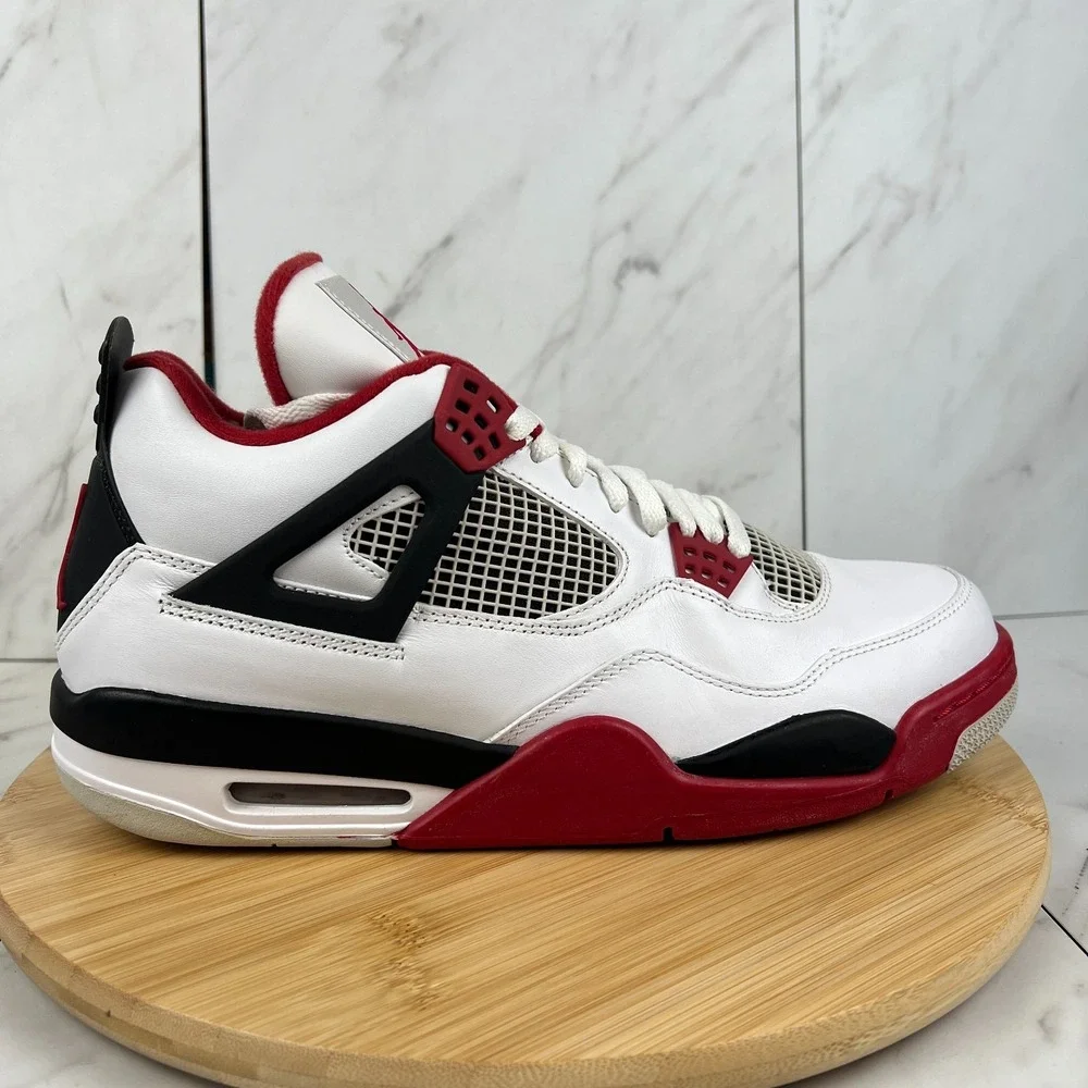 Nike Air Jordan 4 Retro Fire Red 2012 Mens Size 12.5 White Sneakers 308497-110
